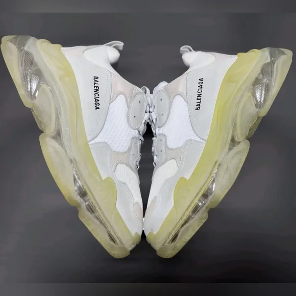 Balenciaga Men White Triple S Clear Sole Lw Top Sneakers EU  display picture 3